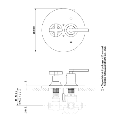 Nicolazzi Thermostatic Змішувач для душу настінний 4909CR27+4910