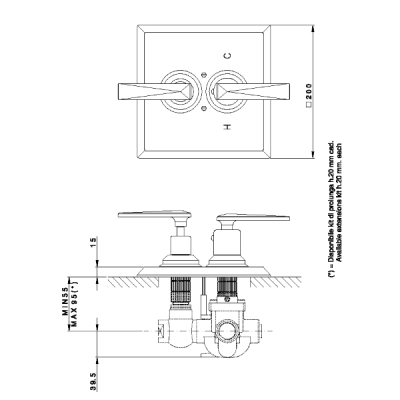Nicolazzi Thermostatic Змішувач для душу настінний 4909CR28+4910