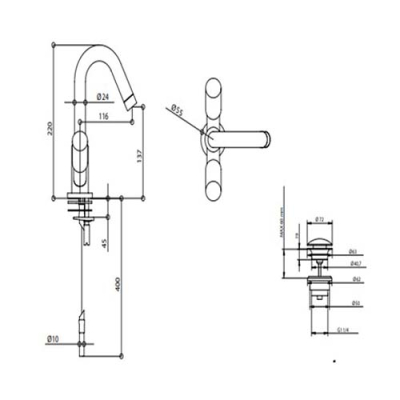 Bongio Aqua Змішувач для раковини на виріб 40521/R