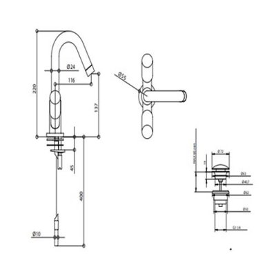 Bongio Aqua Змішувач для раковини на виріб 40521/R
