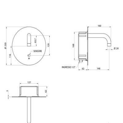 Bongio Sensor Сенсорний змішувач до раковини зі стіни 46992/ELEU