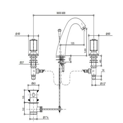 Bongio Fleur Змішувач для раковини золото 12501/11501