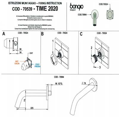Bongio Time2020 Змішувач для раковини настінний 70538/0S