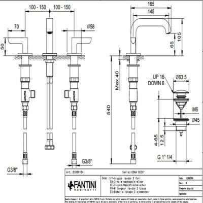 Fantini Icona Deco Змішувач для раковини R106 колір хром
