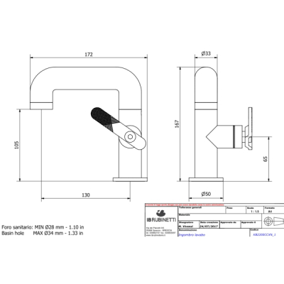 IB Rubinetterie Bold Lever змішувач для раковини на виріб KB2200
