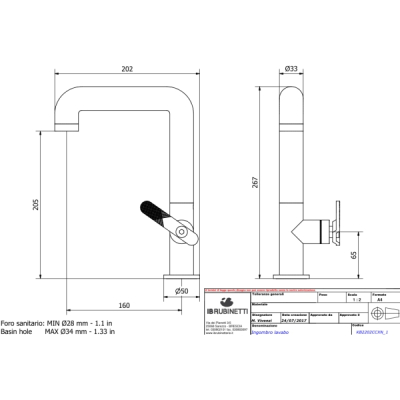 IB Rubinetterie Bold Lever змішувач для раковини на виріб KB2200