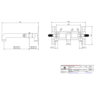 IB Rubinetterie Bold Lever змішувач для раковини настінний KB2306