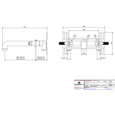 IB Rubinetterie Bold Lever змішувач для раковини настінний KB2306