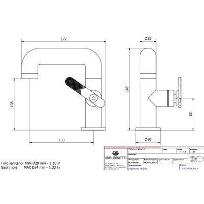 IB Rubinetterie Bold Lever змішувач для раковини на виріб KB2200