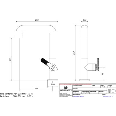 IB Rubinetterie Bold Lever змішувач для раковини на виріб KB2200