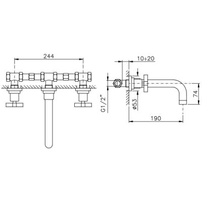 Nicolazzi Mac Kinley 05 Змішувач для раковини настінний 2207CR29