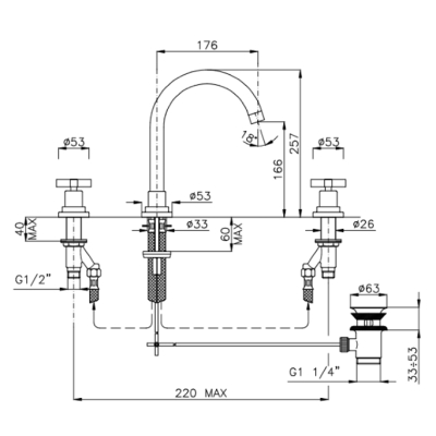 Nicolazzi Mac Kinley 05 Змішувач для раковини на виріб 2208CR29