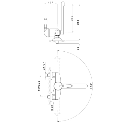 Nicolazzi Traditional-single-lever Змішувач для раковини настінний 3404CR75