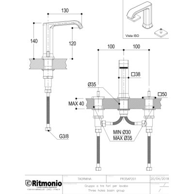 Ritmonio Taormina змішувач для раковини на виріб PR35AP201+PR35MB001