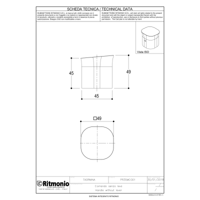 Ritmonio Taormina змішувач для раковини настінний PR35AY101+PR35MC001