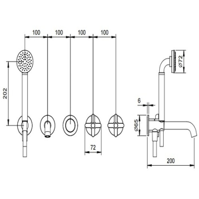 Fantini Icona Classic Змішувач для настінної ванни R019B+44 00 R019A