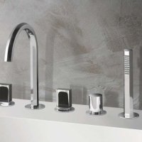 Fantini Venezia Змішувач для ванни на борт колір хром + ручки мурано чорні N465S