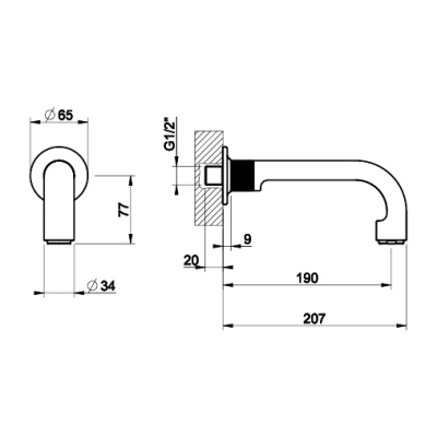 Вилив для ванни Gessi Inciso-Chrome (58103-031)