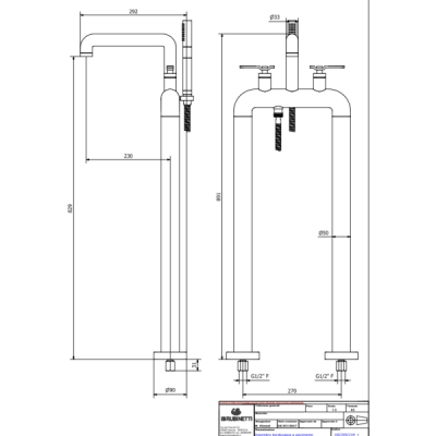IB Rubinetterie Bold Lever змішувач для ванни KB2399, що окремо стоїть