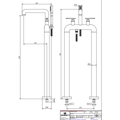 IB Rubinetterie Bold Lever змішувач для ванни KB2399, що окремо стоїть
