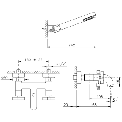 Nicolazzi Mac Kinley 05 Змішувач для настінної ванни 2202CR29