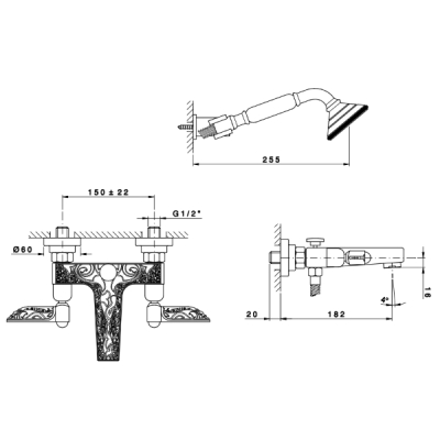 Nicolazzi liberty Змішувач для настінної ванни 1002CR16