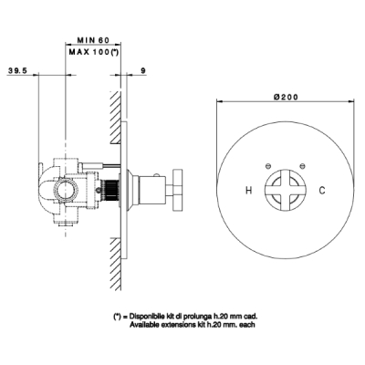 Nicolazzi Thermostatico змішувач для душу настінний 4914CR09+4913