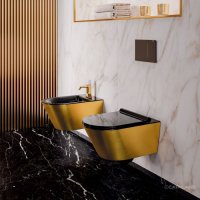 CATALANO Gold&Silver Унітаз підвісний з кришкою без ободковий чорний/золото CATALANO Gold&Silver Унітаз підвісний з кришкою без ободковий чорний/золото