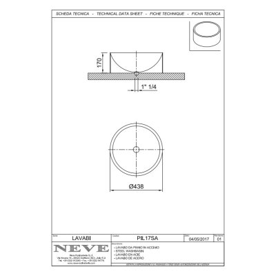 Neve раковина накладна PIL17SA