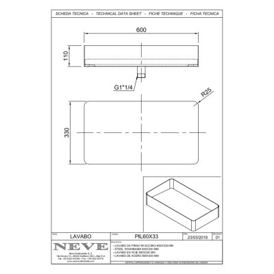 Neve раковина накладна PIL66X33