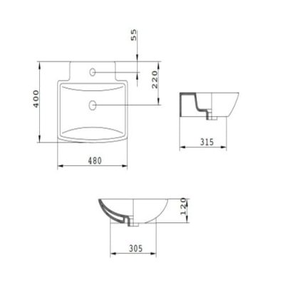 AeT "THIN DINGHY" раковина підвісна L234 біла глянець