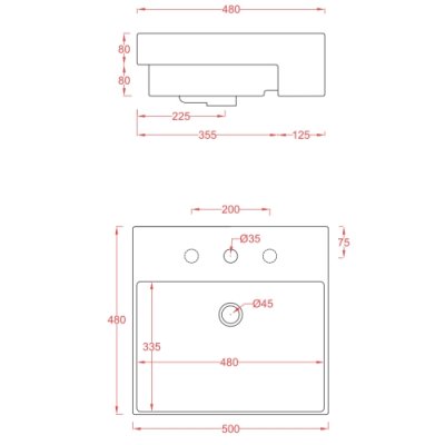 ArtCeram вбудована раковина Quadro Semincasso QUL004