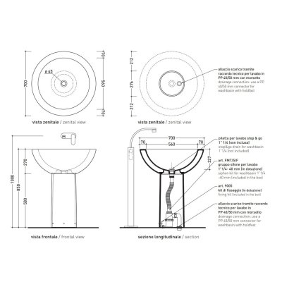 Flaminia Fonte раковина підлогова біла FN70L+FN70C