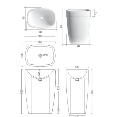 Nic Design Milk раковина підлогова 58см