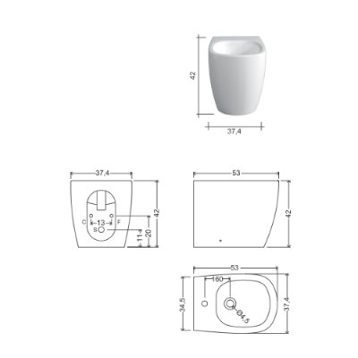 Nic Design Ovvio біде біле підлогове 004 432