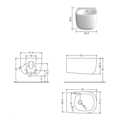 Nic Design Ovvio біде підвісне біле 004 434